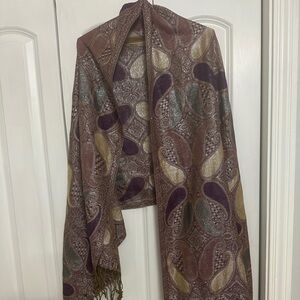 Pashmina Unisex Scarf Multicolor Paisley Wrap W Fringe 28” x 72” + Fringe Shawl